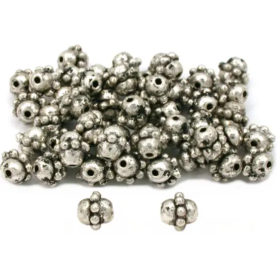Barrel Bali Beads Antique Silver Plated 7mm Approx 50 {1}