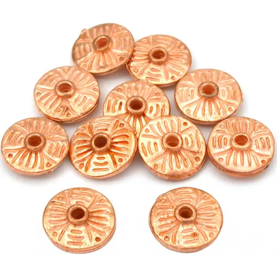 15g Fluted Flower Saucer Beads Copper Plt 11.5mm App 10 {1}