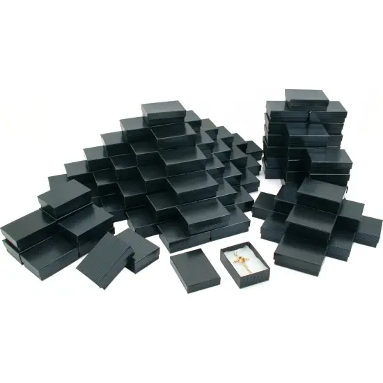 100 Black Stripe Cotton Filled Jewelry Gift Box 3 1/4" {1}