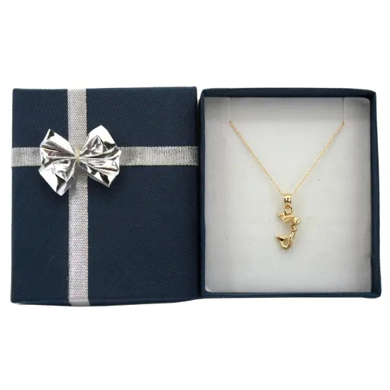 14K Yellow Gold Mermaid Charm with 18" Gold Cable Chain & Gift Box {1}