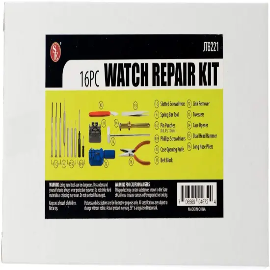 SE 16-Piece Watch Repair Tool Kit - JT6221 {3}