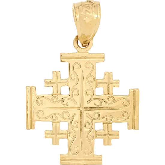 Jerusalem Cross Charm 14k Gold 19mm {1}