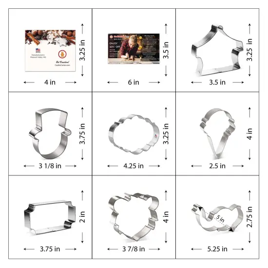 CookieCutter.com Circus Birthday 10 Piece Cookie Cutters Set, Tent, Ringmaster, Ball, Lion Face, Elephant, Ticket, Ice Cream, Tin Plate Steel, USA {4}