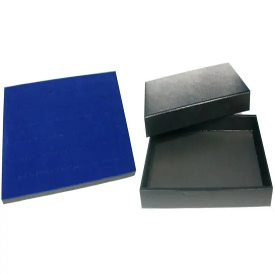 Black Jewelry Display Case (Removable Magnetic Lid) w/ Blue Foam 72-slot Display {1}