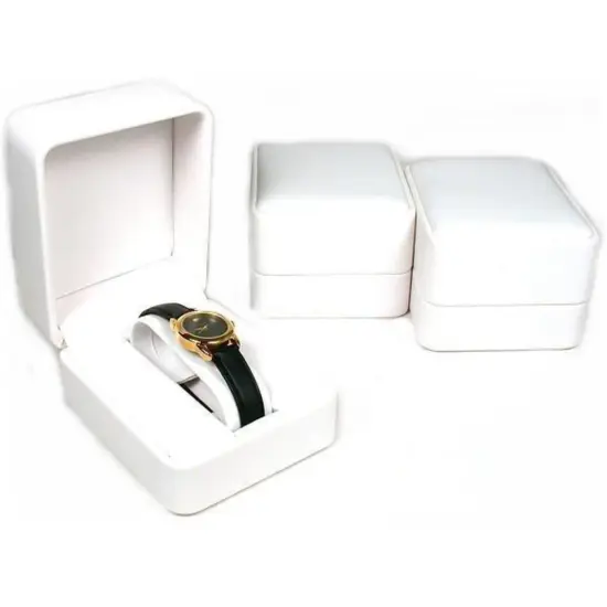 3 White Leather Watch Displays Jewelry Counter Gift Box {1}