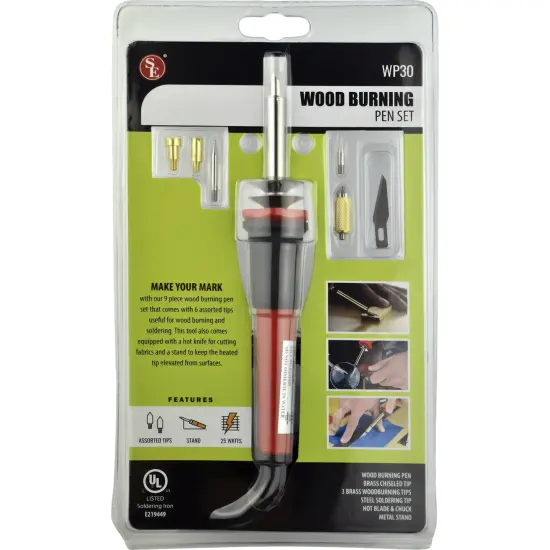 Profesional Wood Burning Pen Kit Set Hobby Crafts Soldering Iron pencil Set 9PC {4}