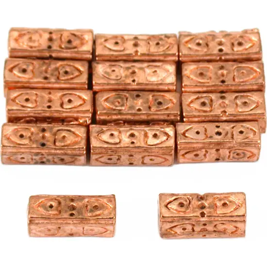 Heart Rectangle Tube Beads Copper Plated 10mm Approx 14 {1}