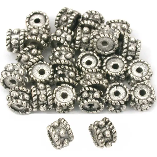Rope Bali Spacer Beads Antique Silver Plt 6mm Approx 25 {1}