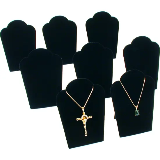 8Pc Necklace Chain Display Pendant Black Velvet Jewelry Set 3 3/4" x 5 1/4" {1}
