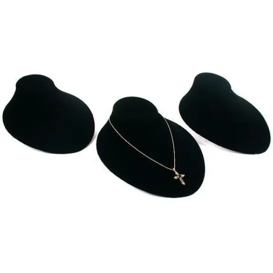 3 Black Velvet Necklace Chain Bust Showcase Jewelry Displays {1}