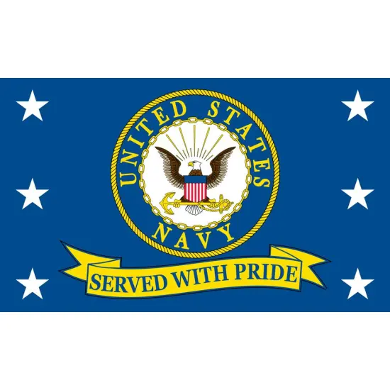 United States Navy Served With Pride Flag with Grommets 3ft x 5ft {1}