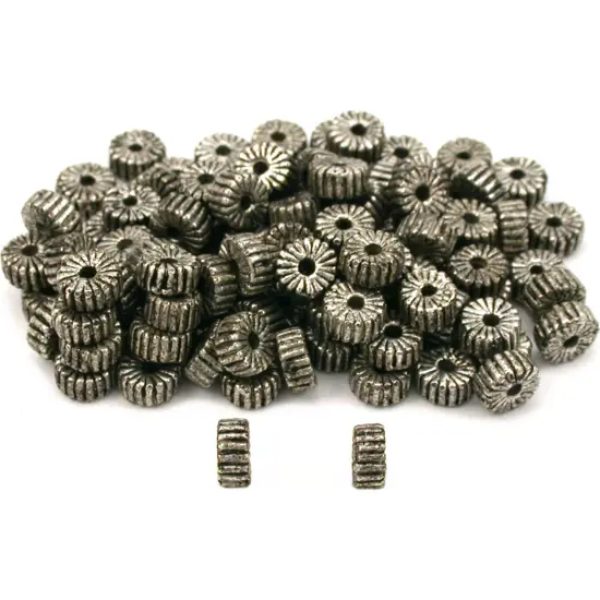 Corrugated Spacer Bali Beads Antique Silver Plated 5mm 100Pcs {1}