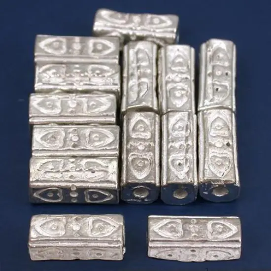 Heart Rectangle Tube Beads Silver Plated 10mm Approx 14 {1}