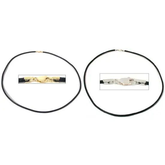 Black Leather Cord Necklace W/ Lobster Claw Clasp 16" Long Kit 2 Pcs {1}