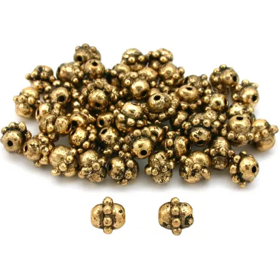 Barrel Bali Beads Antique Gold Plated 7mm Approx 50 {1}