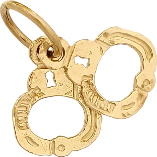 14K Gold Handcuffs 8mm Charm 18" Chain Jewelry {5}