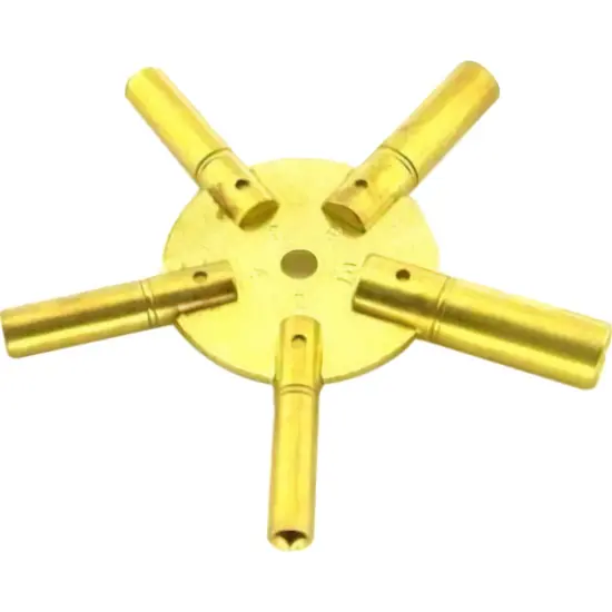 EVEN Number Universal Brass Clock Key for Winding Clocks 5 Prong *US SHIPPER* {1}