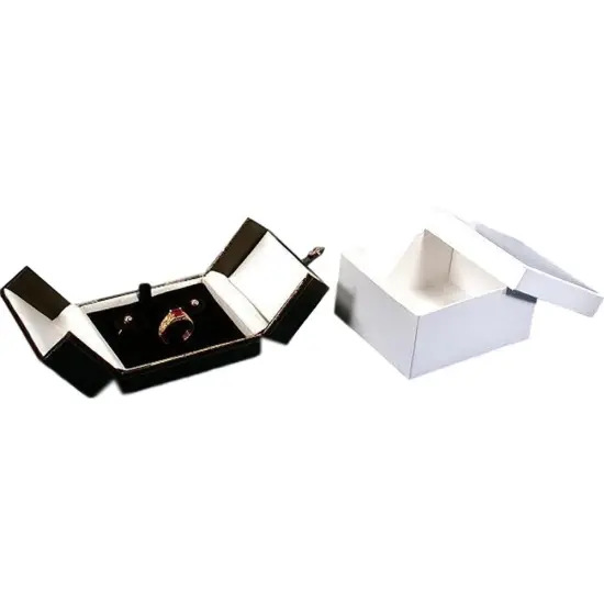 12 Ring Earring Boxes Black White Leather Gift Display {2}