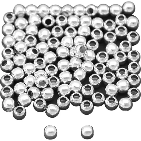 100 Sterling Silver Round Seamless Ball Beads Size 2mm {1}