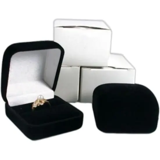 3 Black Flocked Square Ring Gift Boxes Jewelry Displays {1}