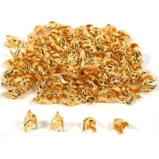 100 Gold Plated Bead Caps Necklace Chain Bail Charm {1}