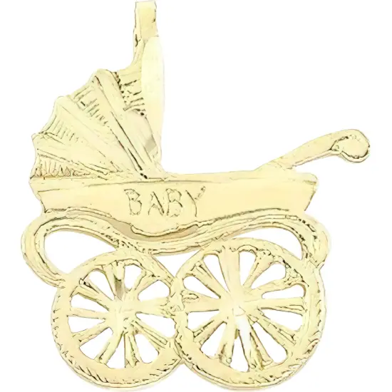 14K Gold Baby Carriage Charm 18" Chain Jewelry {1}