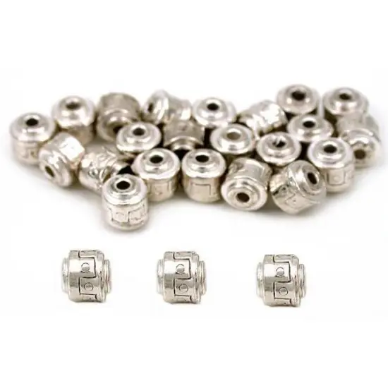 Barrel Bali Beads Silver Plated Jewelry 5mm Approx 25 {1}