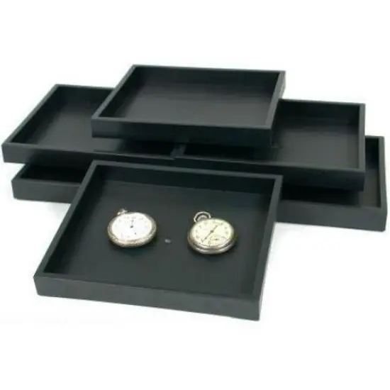 6 Black Jewelry Trays Travel Stackable Showcase Displays {1}