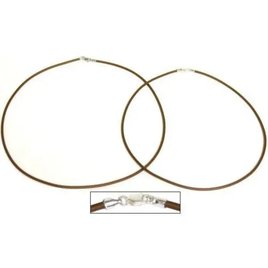 Rubber Cord Necklaces Brown 16" 2Pcs {1}