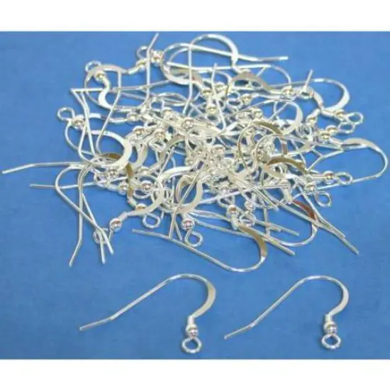 50 Fish Hook Ball Hoop Earrings Sterling Part {1}