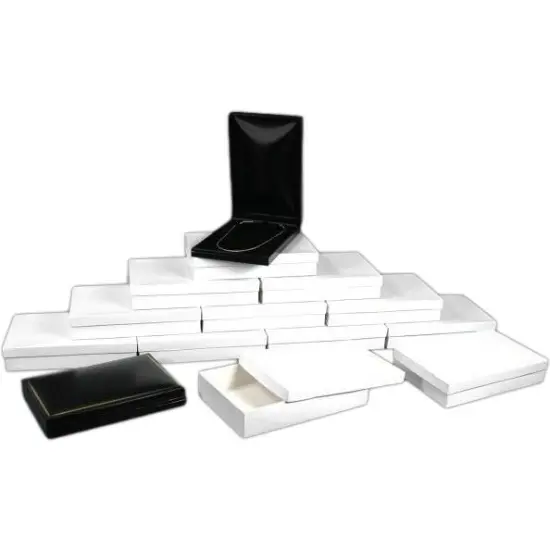 12 Necklace Boxes Black Leather Gift Showcase Display {1}