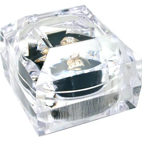 24 Clear Crystal Ring Gift Boxes 1 7/8" {3}