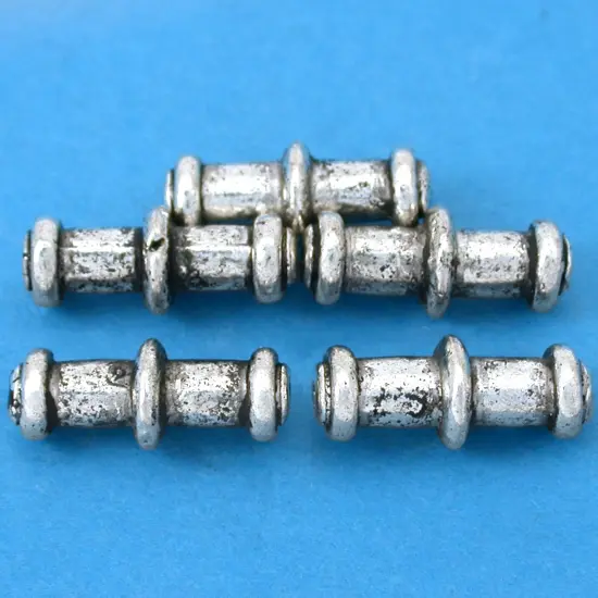 15g Bali Round Tube Beads Antq Silver Plt 17mm Approx 5 {1}
