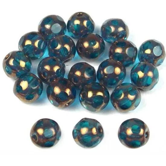 20 Blue Harlequin Beads Spotted Glass Jewelry Bead 6mm {1}