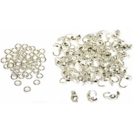 120 Bead Stringing Parts 60 4mm Rings 60 Tips {1}