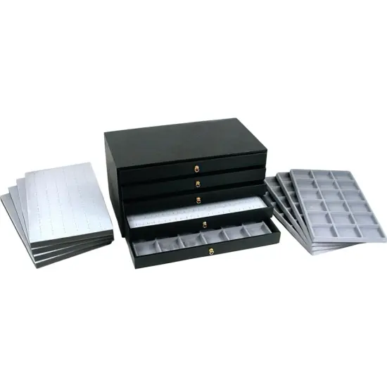 10 Grey Ring Pocket Watch Jewelry Tray & Display Case {1}