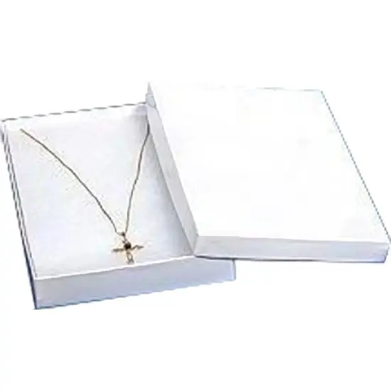 50 Cotton White Necklace Pendant Jewelry Gift Boxes 7 1/8" {2}