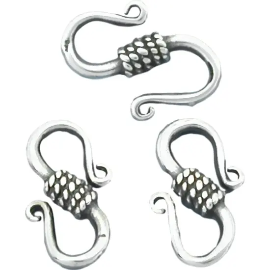 3 Sterling Silver Small Bali S-Hook Clasps Jewelry 14mm {1}