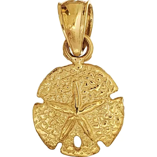 14k Yellow Gold Sand Dollar Charm with 18" Gold Cable Chain & Gift box {2}
