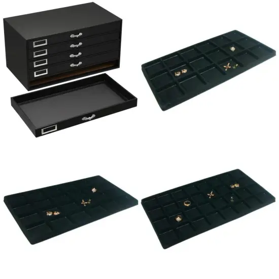 Black FindingKing Jewelry Storage Case w/ 5 Jewelry Tray Inserts (1 of each) {1}