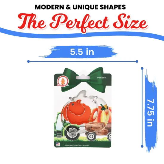 CookieCutter.com Thanksgiving Pumpkin Cookie Cutter Set 3 Piece, Halloween, Fall, Hang Tag Cookie Recipe Card, Large, Medium, Small, Tin Plate Steel, USA {2}