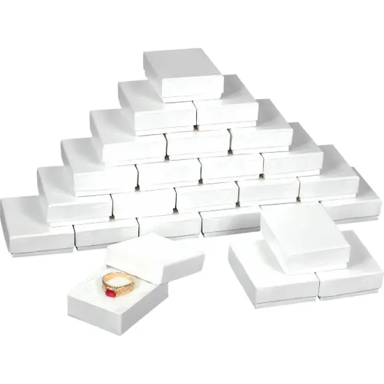 25 White Swirl Cotton Charm Jewelry Boxes Gift Display 2 1/8" x 1 5/8" x 3/4" {1}