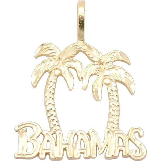 14k Gold Bahamas Palm Trees Charm Diamond-Cut Jewelry {1}