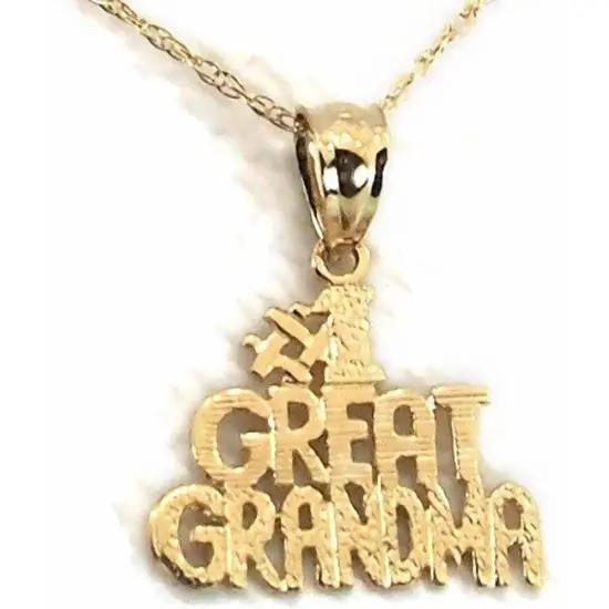 14K Gold #1 Great Grandma Charm 18" Chain Jewelry {2}