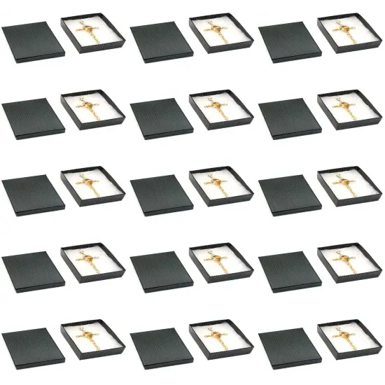 15 Black Stripe Cotton Filled Jewelry Gift Box 3 1/4" {1}