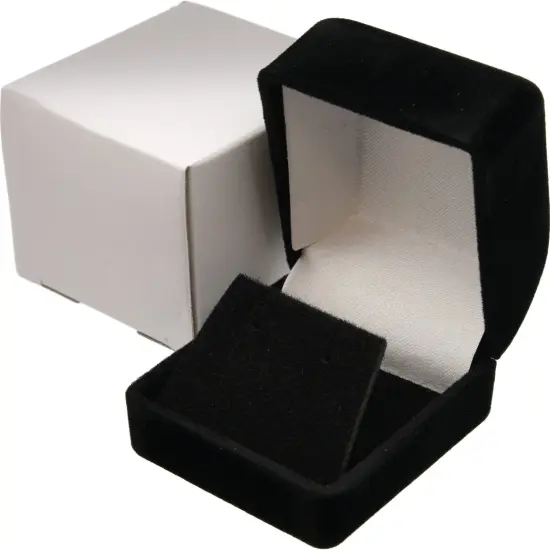 2 Black Flocked Earring Gift Boxes Jewelry Box {2}