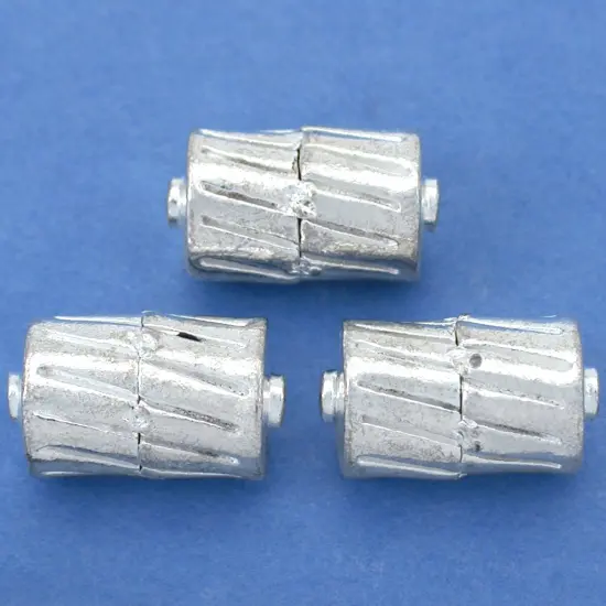 16g Bali Barrel Beads Silver Plated Tube 17mm Approx 3 {1}