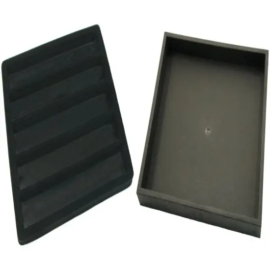 Black Open Square Stackable Jewelry Display Tray w/ Black 5-slot Plastic Tray {1}