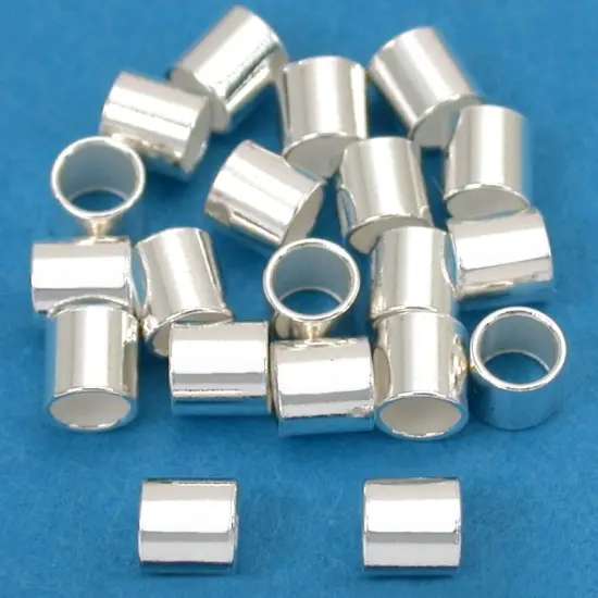 20 Large Sterling Silver Crimp Beads Tube Jewelry 3x3mm {1}