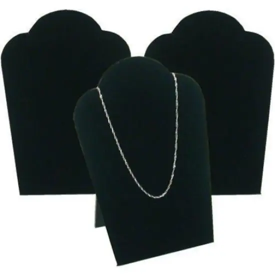 3 Black Velvet Necklace Pendant Jewelry Bust Display Easel 3 3/4" x 5 1/4" {1}